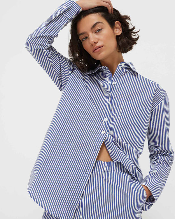 Navy Stripe Cotton-Blend Shirt-Chinti & Parker-Mercantile Portland