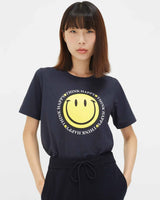 SmileyWorld® Navy Think Happy Cotton T-Shirt-Chinti & Parker-Mercantile Portland