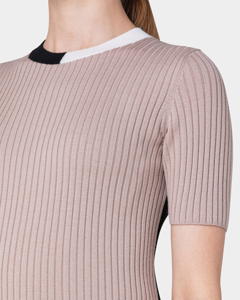 Wool Ribbed Sweater w/ Colorblock Detail-Akris Punto-Mercantile Portland