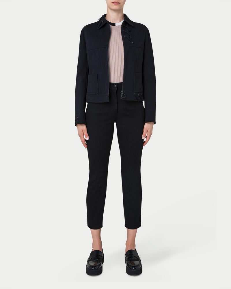 Denim Jacket w/ Lace Details-Akris Punto-Mercantile Portland