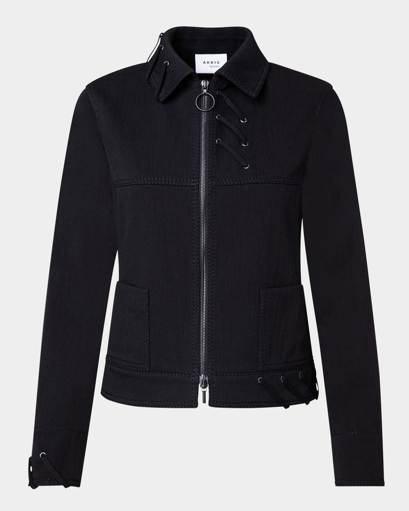 Denim Jacket w/ Lace Details-Akris Punto-Mercantile Portland