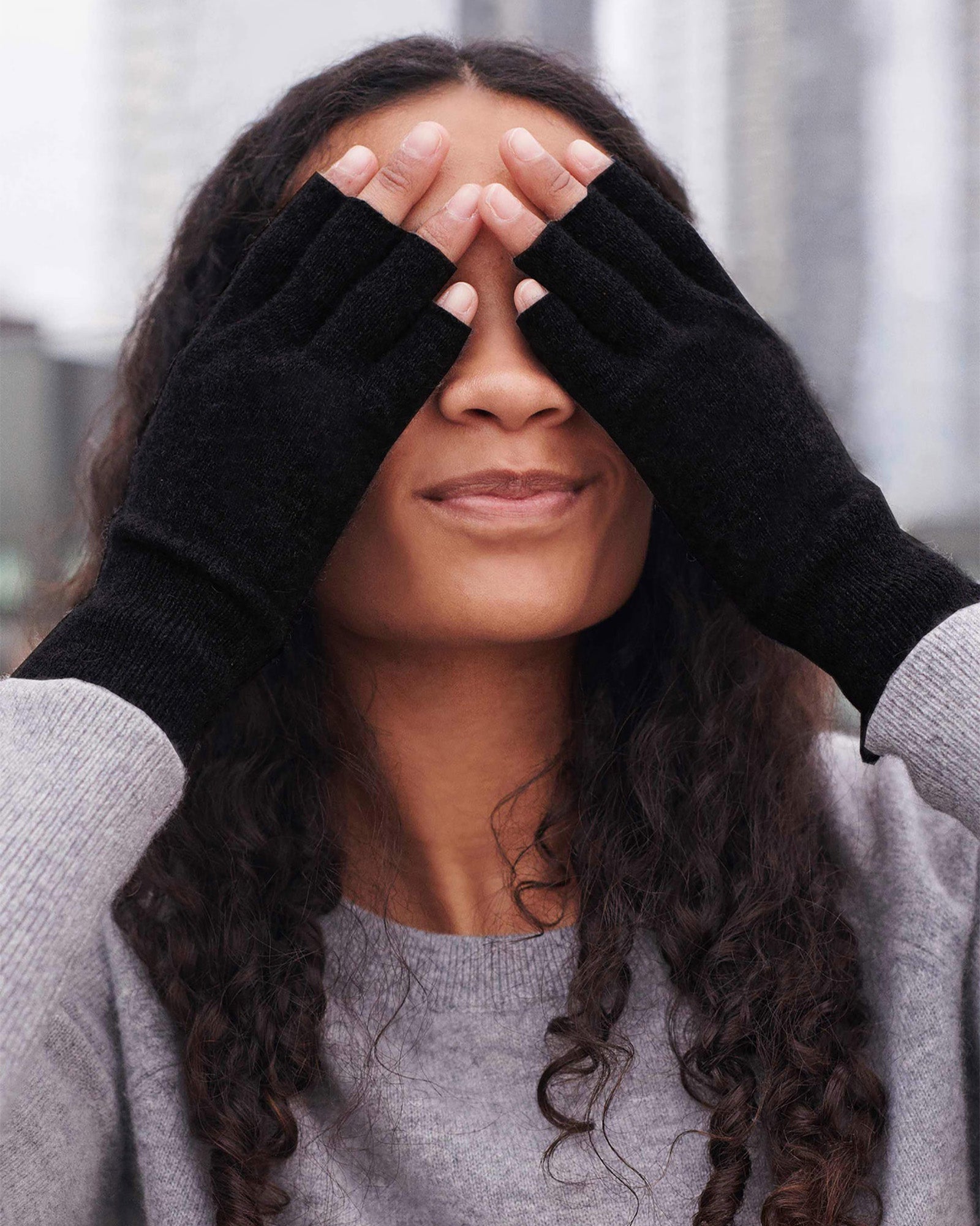 Cashmere Fingerless Glove-Gloves-White & Warren-Black-OS-Mercantile Portland