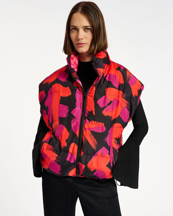 Multicolor Printed Reversible Puffer Vest-Essentiel Antwerp-Mercantile Portland
