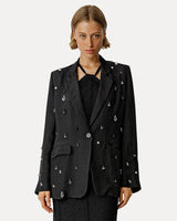 Jacket in Fluid Ripstop Viscose with Crystals-Forte Forte-Mercantile Portland