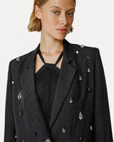 Jacket in Fluid Ripstop Viscose with Crystals-Forte Forte-Mercantile Portland