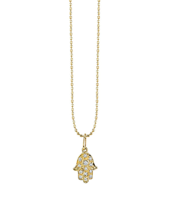 Diamond Mini Hamsa Necklace-Sydney Evan-Mercantile Portland