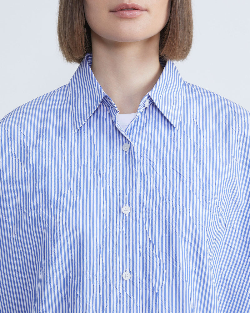 Crinkle Stripe Organic Cotton Oversized Shirt-Lafayette 148-Mercantile Portland