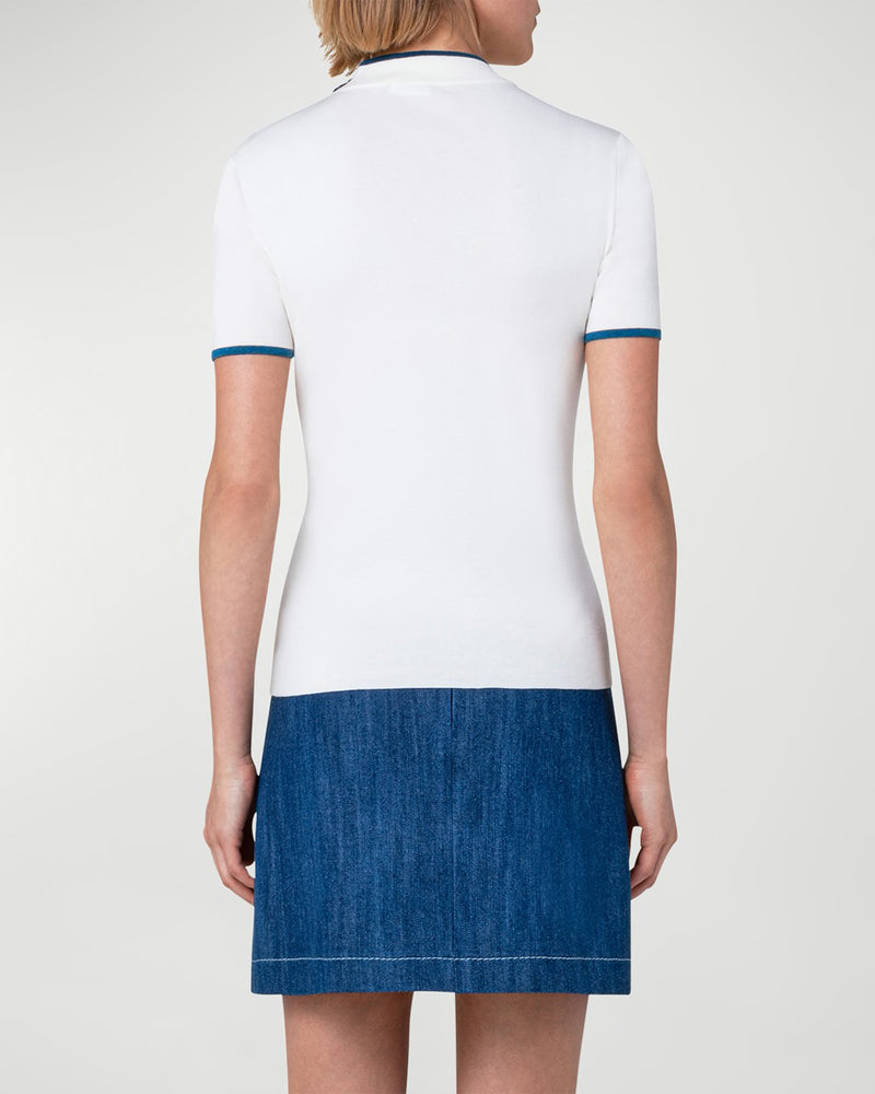 Colorblock Wool Top w/ Shoulder Zip-Akris Punto-Mercantile Portland