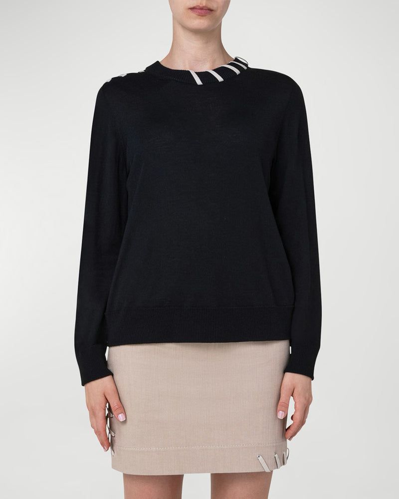 Twisted Laces Wool Sweater-Akris Punto-Mercantile Portland