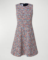 Multicolor Cotton Tweed Short Dress-Akris Punto-Mercantile Portland