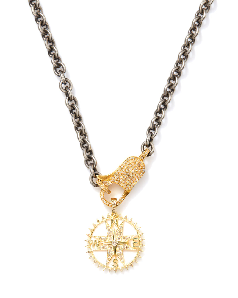 Mother-of-Pearl Diamond Spike Compass Charm Pendant-Paula Rosen-Mercantile Portland