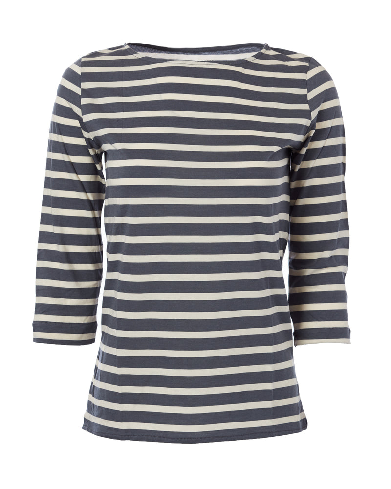 Lyocell Cotton Stripe 3/4 Sleeve Boatneck-Majestic Filatures-Mercantile Portland