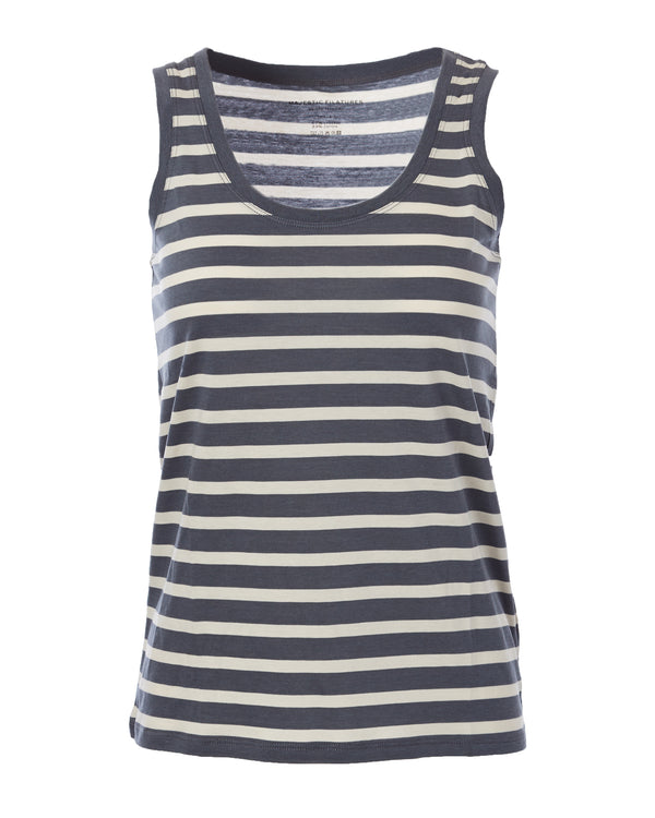 Lyocell Cotton Stripe Scoop Tank-Majestic Filatures-Mercantile Portland